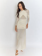Cecilia Mesh Maxi Dress In White
