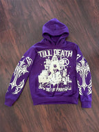 Cross Lettering Oversized Long Sleeve Hoodie