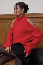 Off Shoulder Turtleneck Sweater