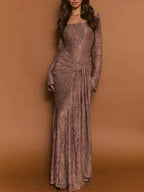 Celeste Draped Lace Maxi Dress