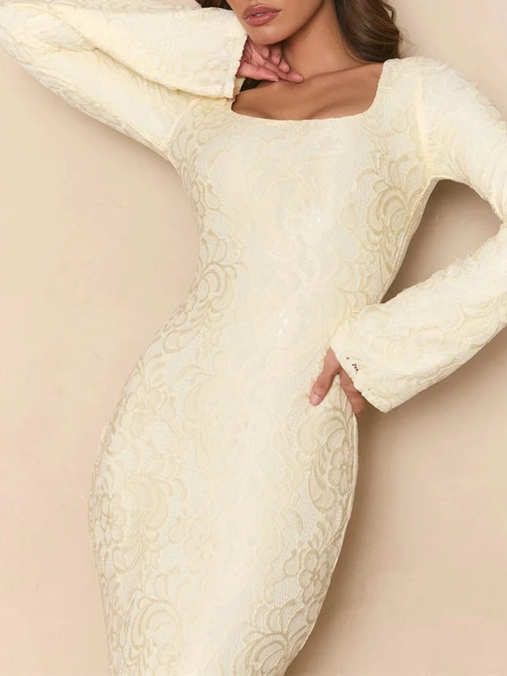 Celeste Draped Lace Maxi Dress