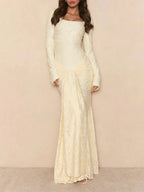 Celeste Draped Lace Maxi Dress
