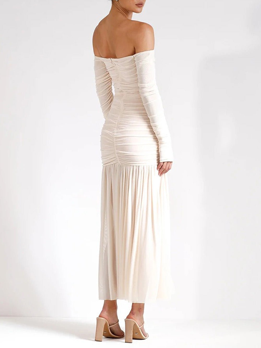 Celeste Off-Shoulder Pleated Maxi Dress