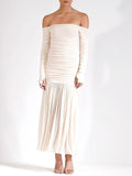 Celeste Off-Shoulder Pleated Maxi Dress