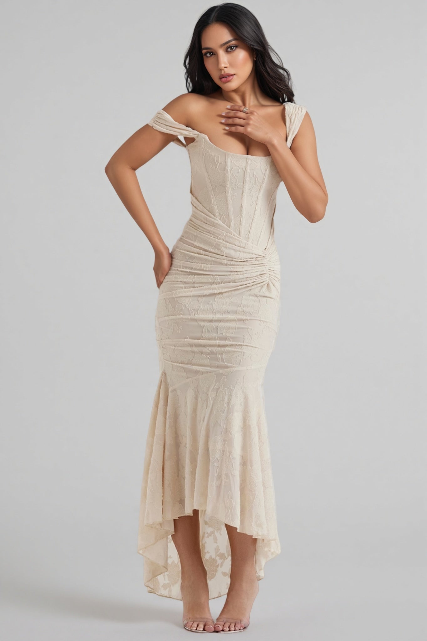 Taye Vintage Cream Floral Maxi Dress