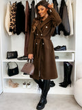Long Lace-up Woolen Coat