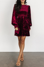 | Casual Ruffle Velvet O-neck A-line Dress
