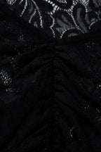 Open Back Long Sleeve Floral Lace Illusion Overlay Bodycon Maxi Dress
