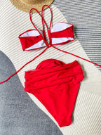 | Bikini with Halter Neck and Floral Detail