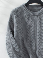 | Long-sleeved cable-knit sweater, crew neck