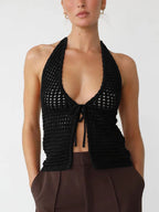 Knitted Hollow Cardigan Halter Vest