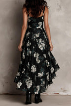 Midnight Wildflower High-Low Ruffle Floral Dress