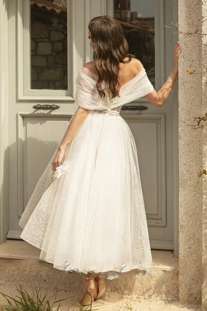 White V-Neck Raglan Sleeve Wrap Midi Dress
