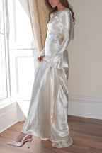 Robyn Exclusive Pearl Eden Maxi Dress with an Open Cowl Neckline and Satin Back Premium Wardrobe Essential