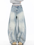 American Retro Curved Knife Boyfriend Jeans