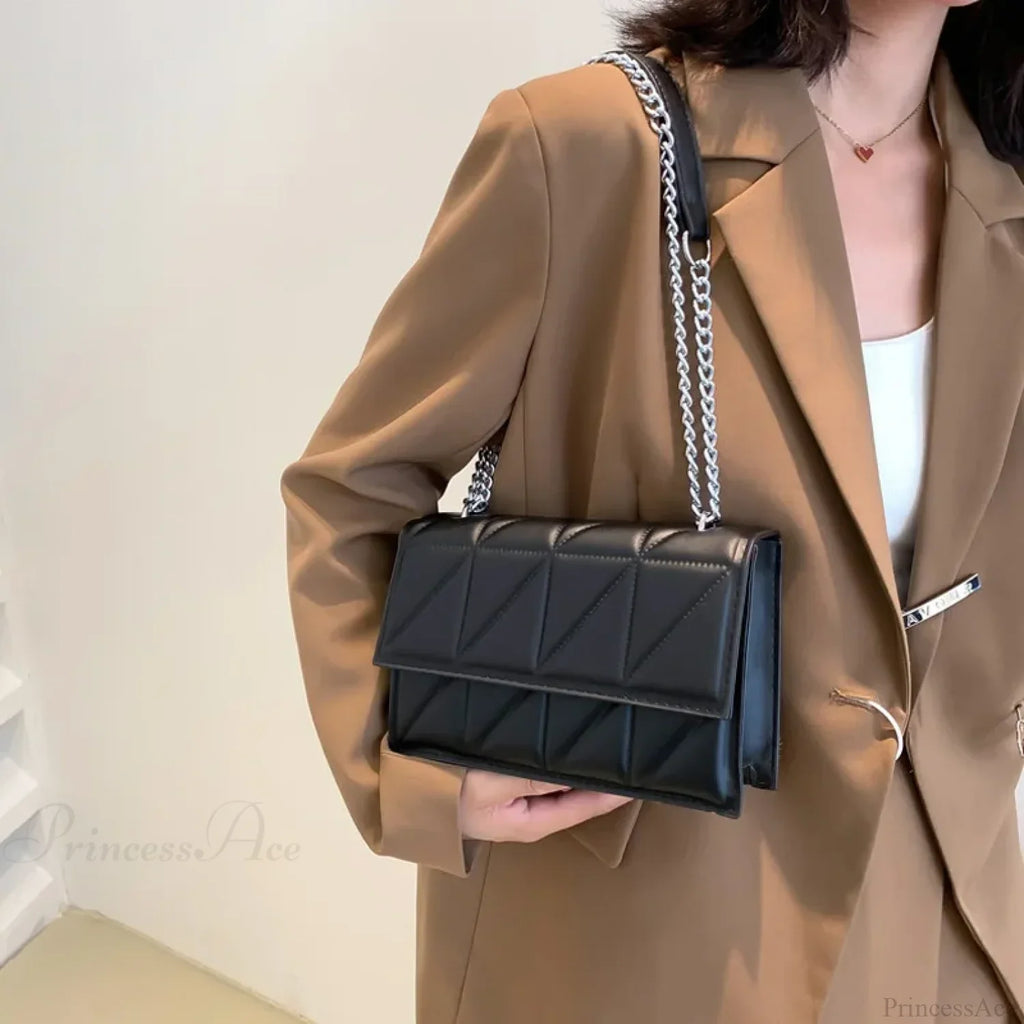 Chain Strap Flap Embroidery Crossbody