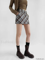 Checkered High Waist Versatile Skirt