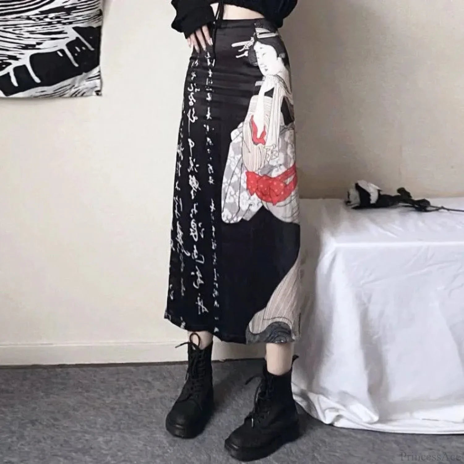 Checkered Patchwork Flounce Skirt
