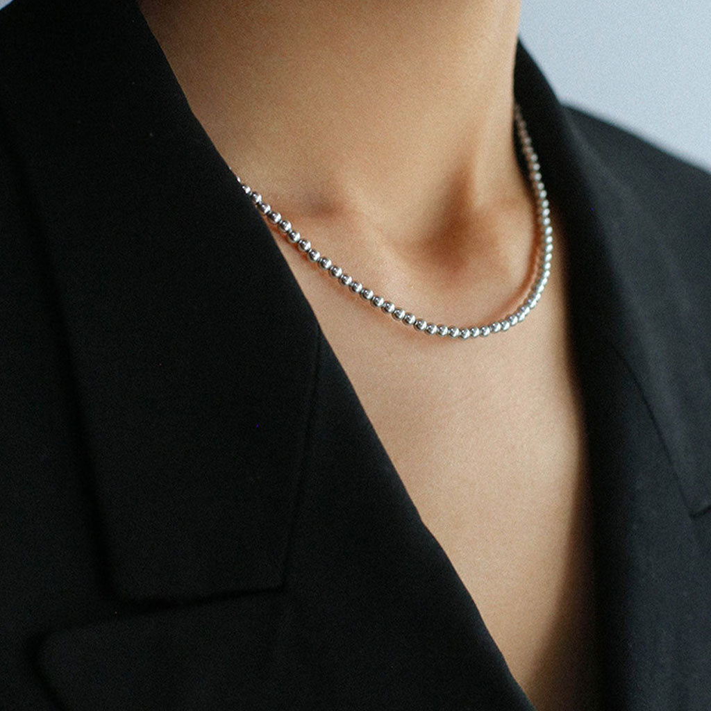 18K Gold Plated 3MM Crystal Pearl Stackable Bead Choker Necklace