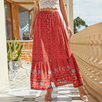 Chic Boho Skirts Hippie Floral Printed High Waist Rayon Robes