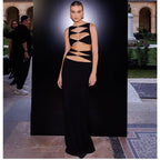 Chic Hollow-Out Two-Piece Bandage Dress Red Carpet Prom Dress