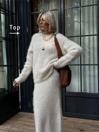 Chic O-neck Cashmere Skirt Sweater