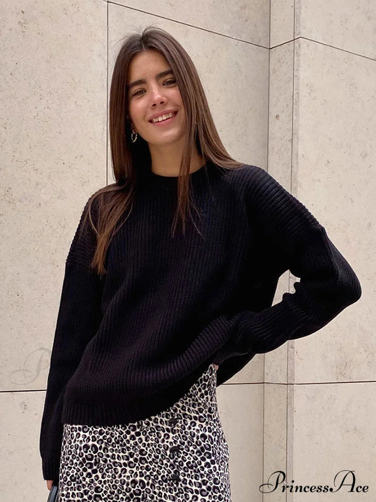 Chic O-neck Elegant Knitted Sweater Pullovers