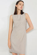 Crew Neck Sleeveless Structured Woven Sheath Mini Dress