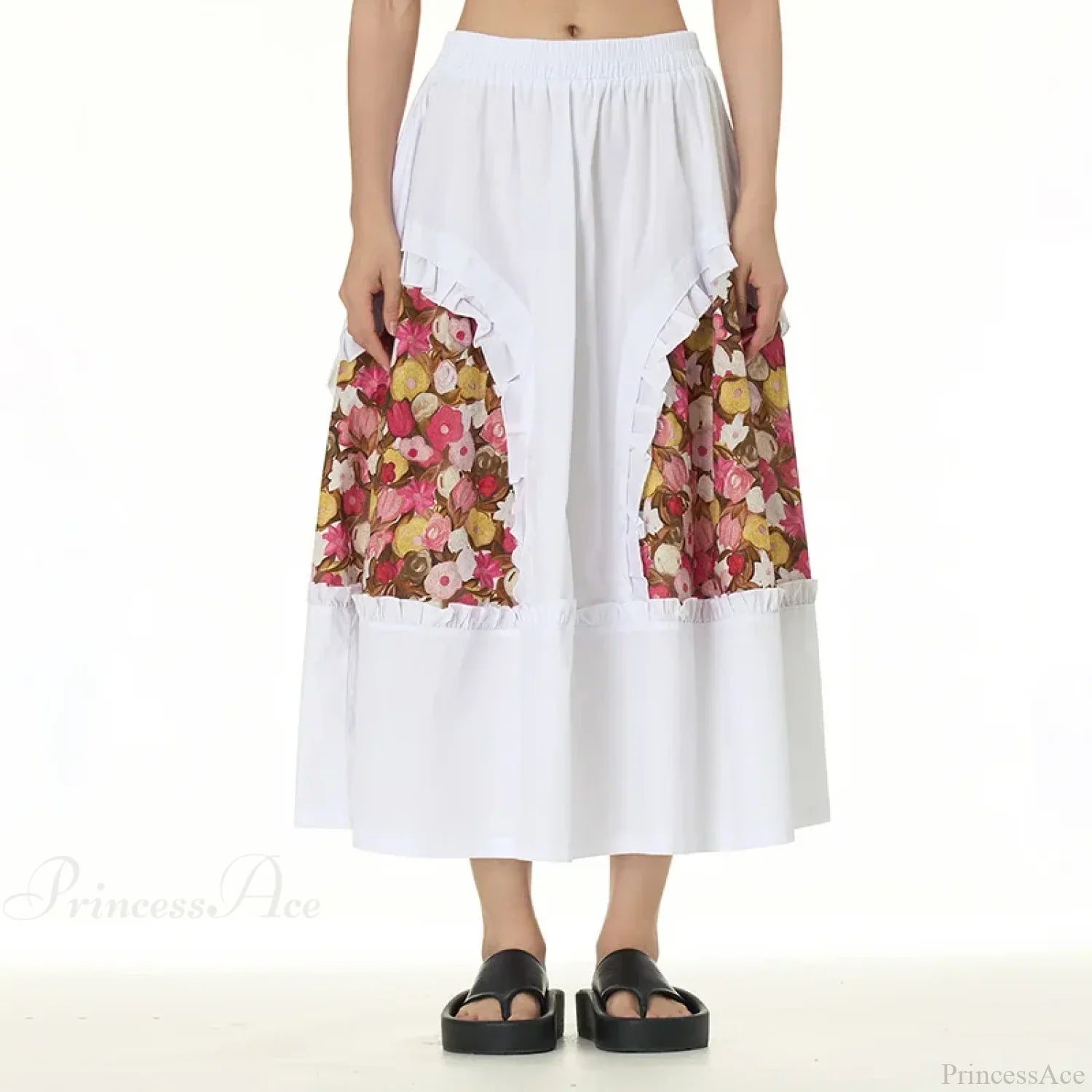 Chic Skirts All Matched Cotton Romantic Maxi High Waist Ruffled