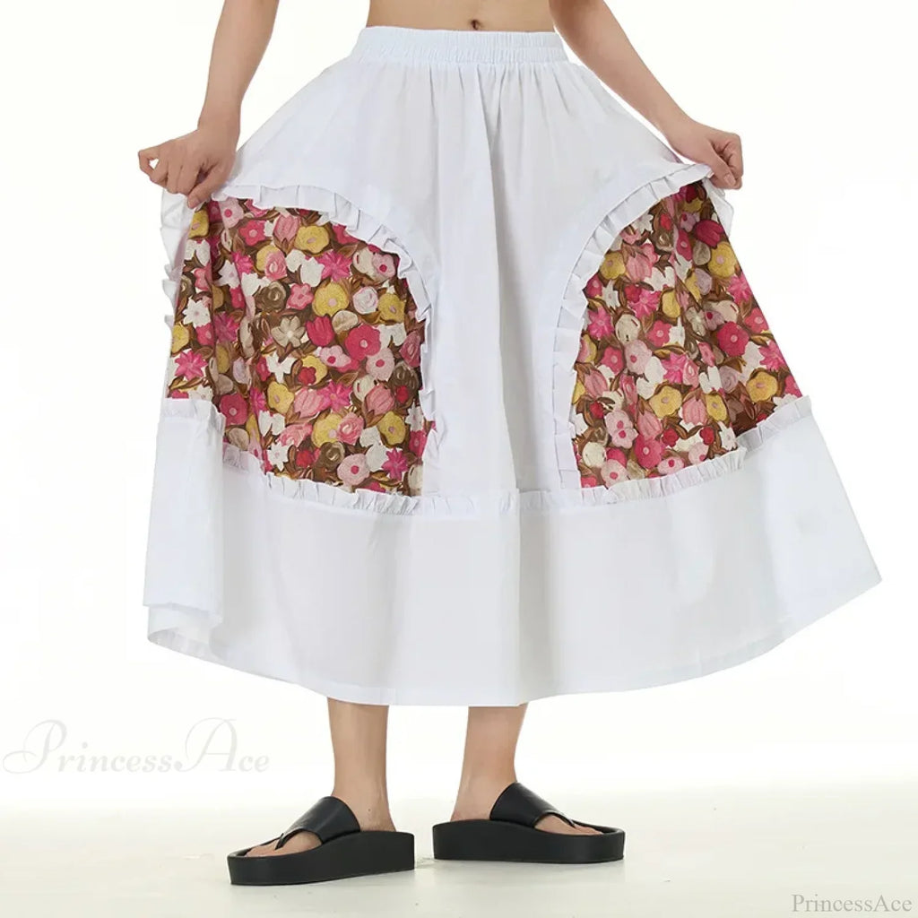 Chic Skirts All Matched Cotton Romantic Maxi High Waist Ruffled