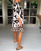 Gumersinda Chic Pleated Dress with Polka Dot Pattern Boutique Collection