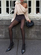 Chiffon Semi-sheer One Shoulder Asymmetrical Blouse