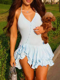 Chloe Halter Ruffled Mini Dress