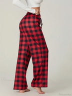 Christmas Plaid Print Lace-Up Elastic Sleep Pant