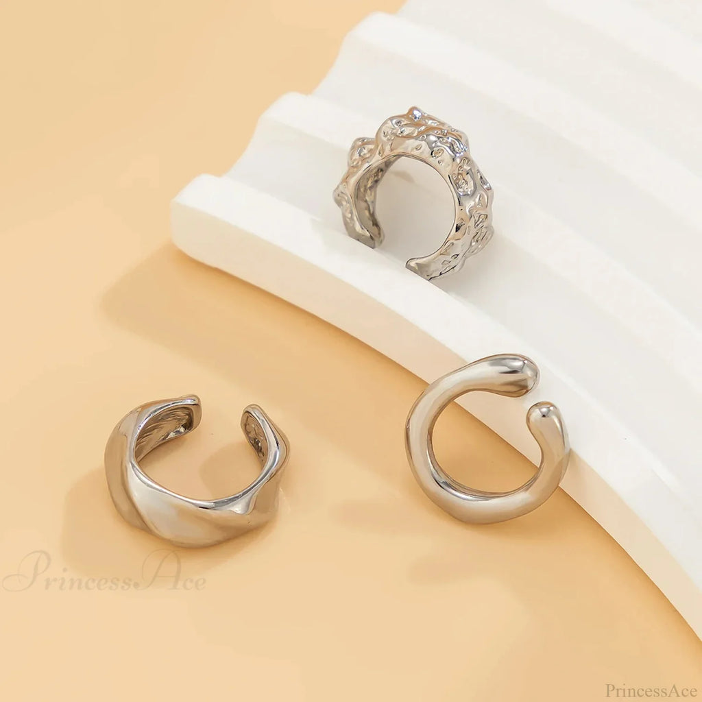 Chunky Metallic No Piercing Clamp Ear Cuff Earring