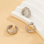Chunky Metallic No Piercing Clamp Ear Cuff Earring