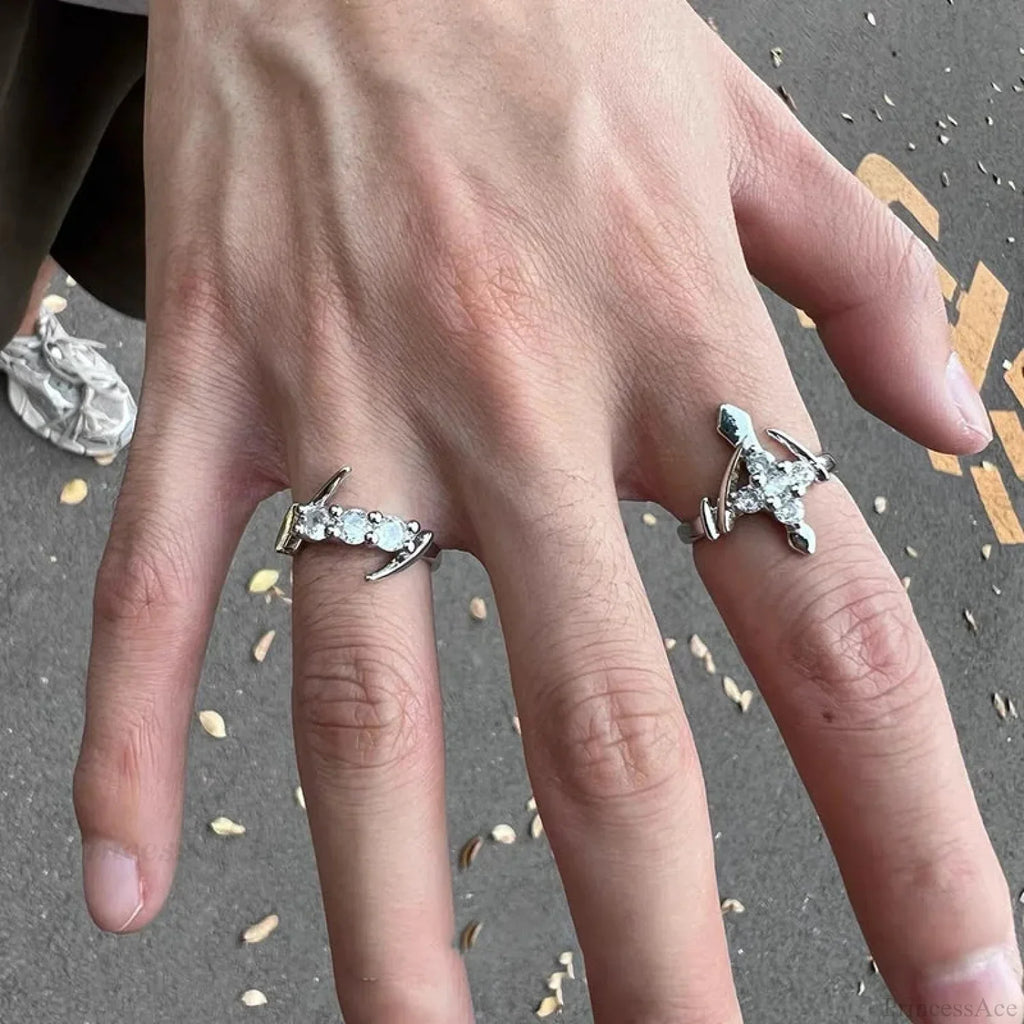 Clear Cross Rebel Gothic Ring