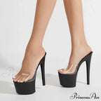 Clear PVC Transparent Peep Toe High Heel Platform Sandals - Women's Size 43