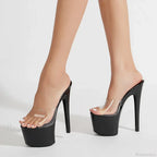 Clear Pvc Transparent Sexy Peep Toe Party Nightclub Stripper Platform High Heel