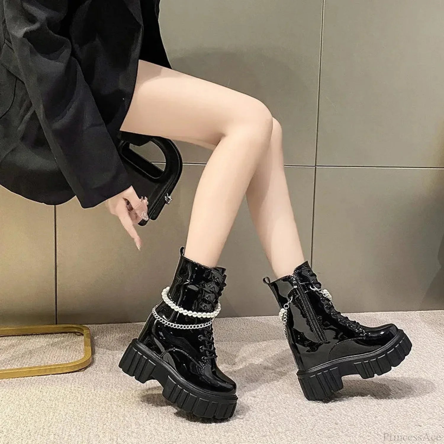 Cold Chunky Platform Rebel Gothic Tie Up Boot
