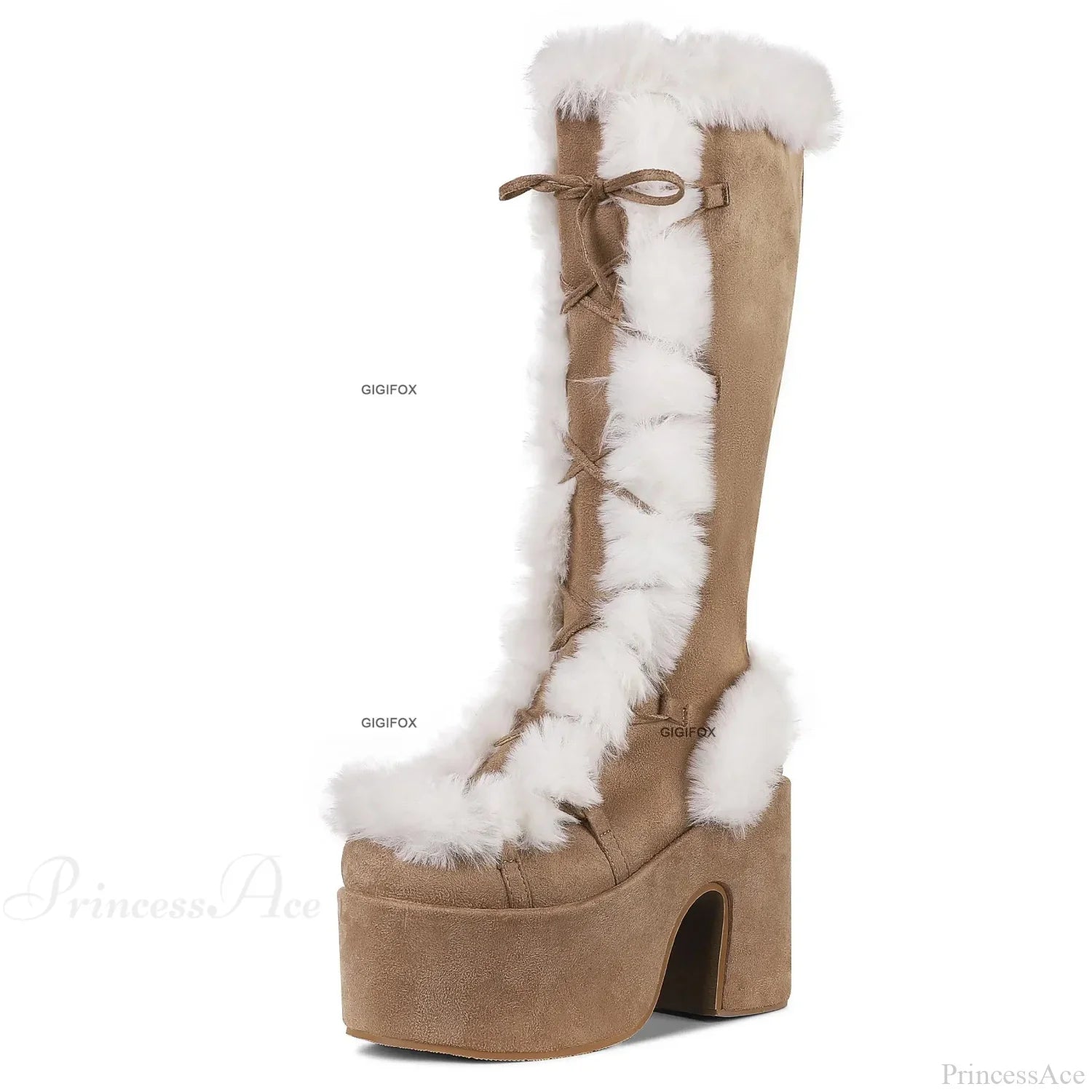 Cold Fur Bulky Heel Platform Gothic Boot