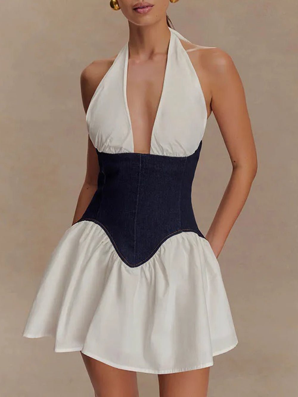 Colette Halter Patchwork Mini Dress