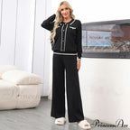 Collar Buttoned Loose Knit Suit