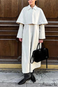 Collar Cape Slim Elegant Long Overcoat