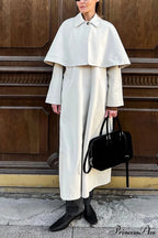 Collar Cape Slim Elegant Long Overcoat