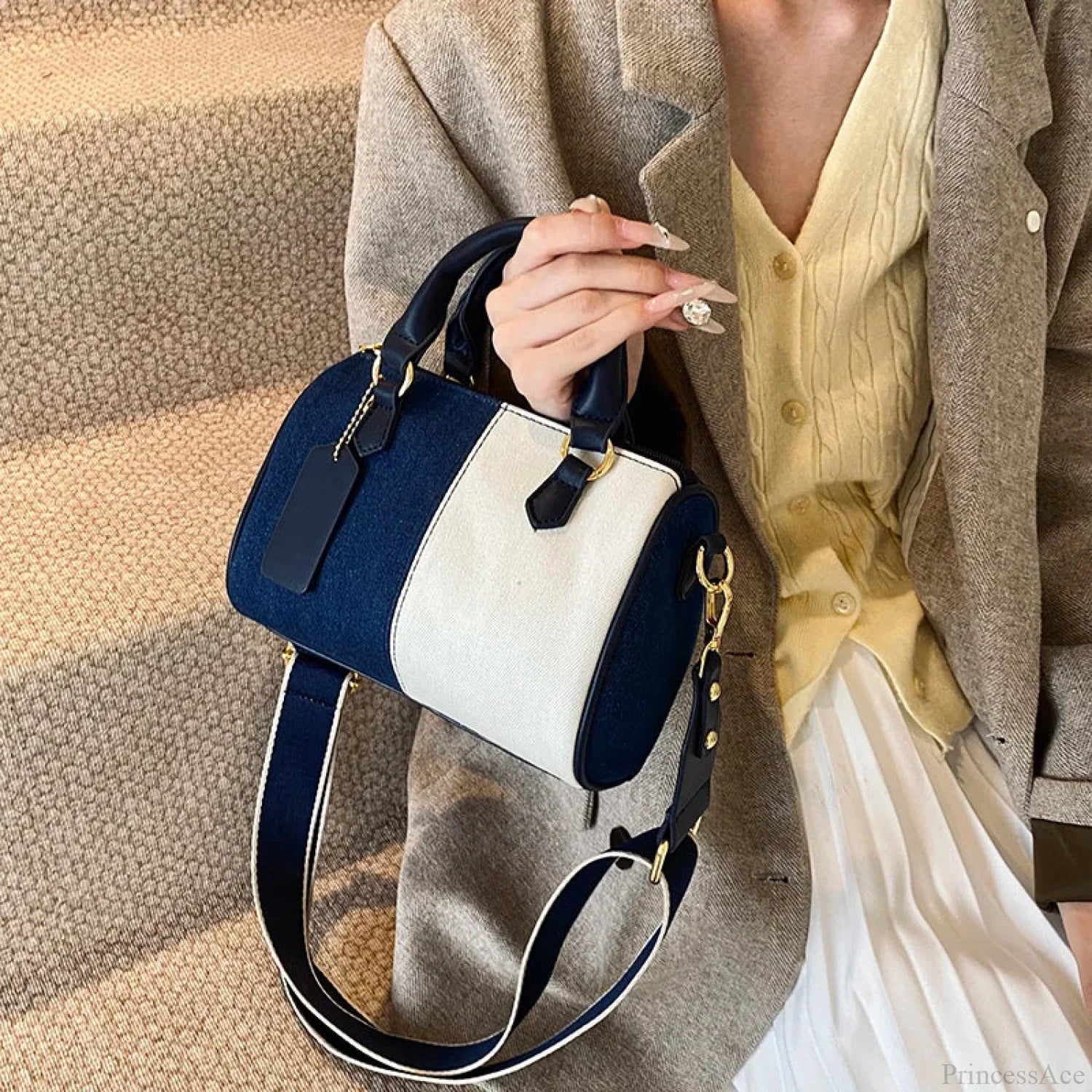 Colorblock Denim Mini Crossbody Handbag