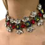 Candy Shaped Crystal Choker Necklace - Silver