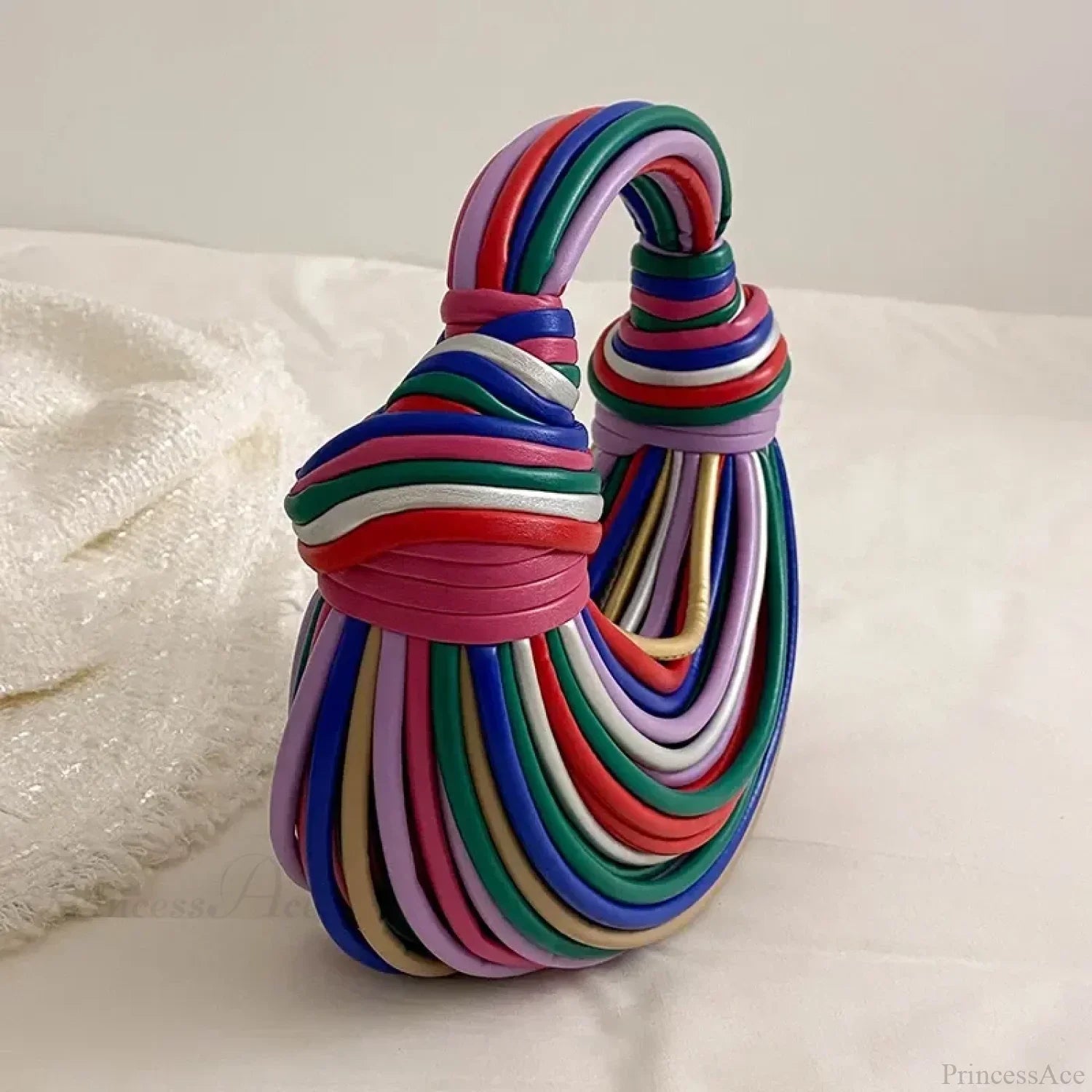 Colourful Rainbow Noodles Shaped Luxury Designer Women Handbag Clutch