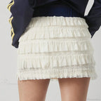 Contrast Lace Layered Ruffles Skirt