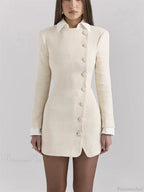 Contrast Lapel Cardigan Mini Dress